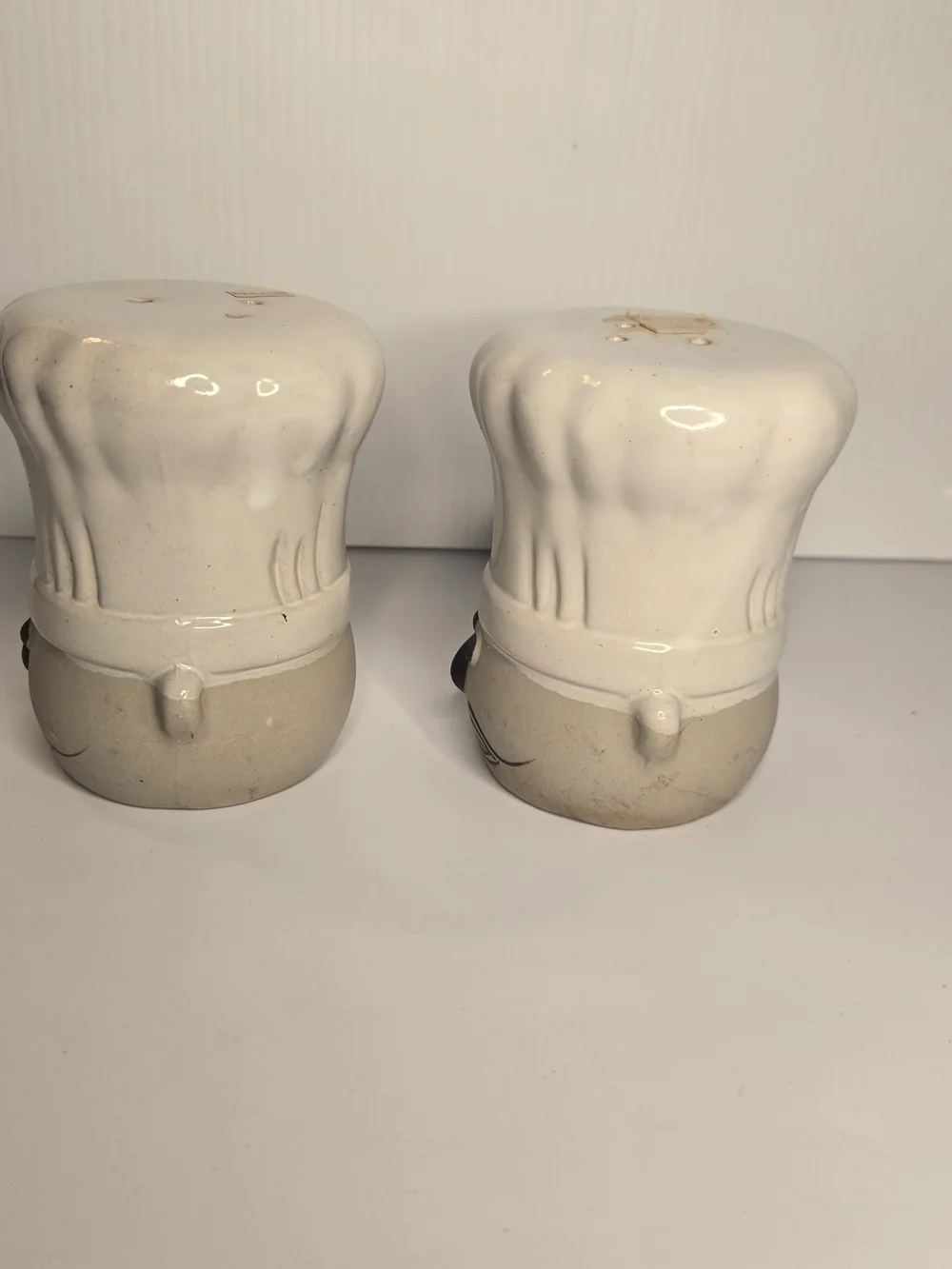 Chef Hat Ceramic Salt and Pepper Shakers - White
